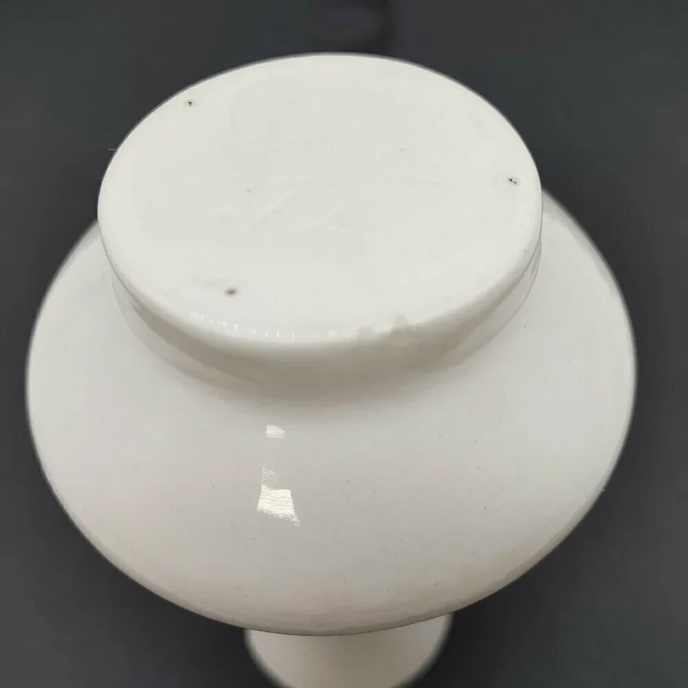 Ceramic Vase With Blue Floral Design & Turquoise Interior Marked Anna 1972 VTG